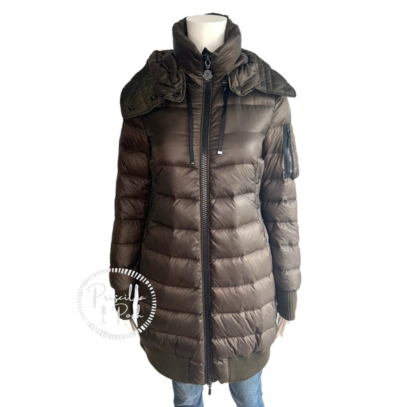 Moncler Drawstring-Back Puffer Jacket Olive Green “Chambly” Long Puffer Coat - Picture 4 of 16